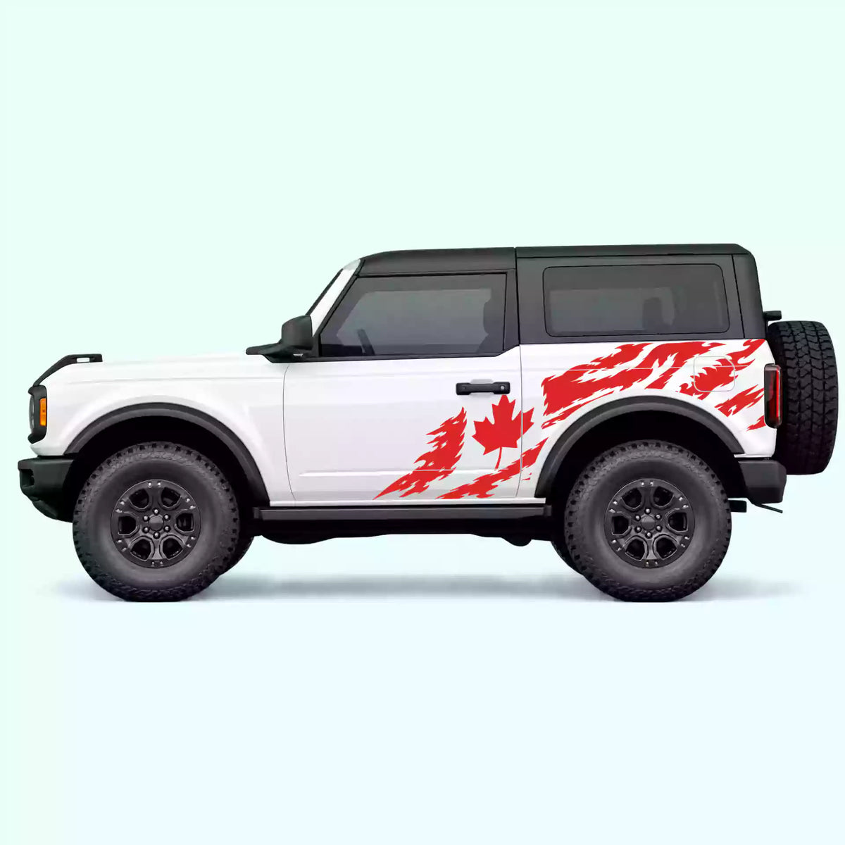 Ford Bronco 2 doors Canada Flag Side Decals Vinyl Graphics Kit Red