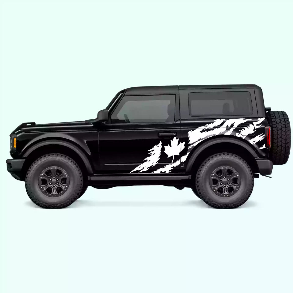 Ford Bronco 2 doors Canada Flag Side Decals Vinyl Graphics Kit White