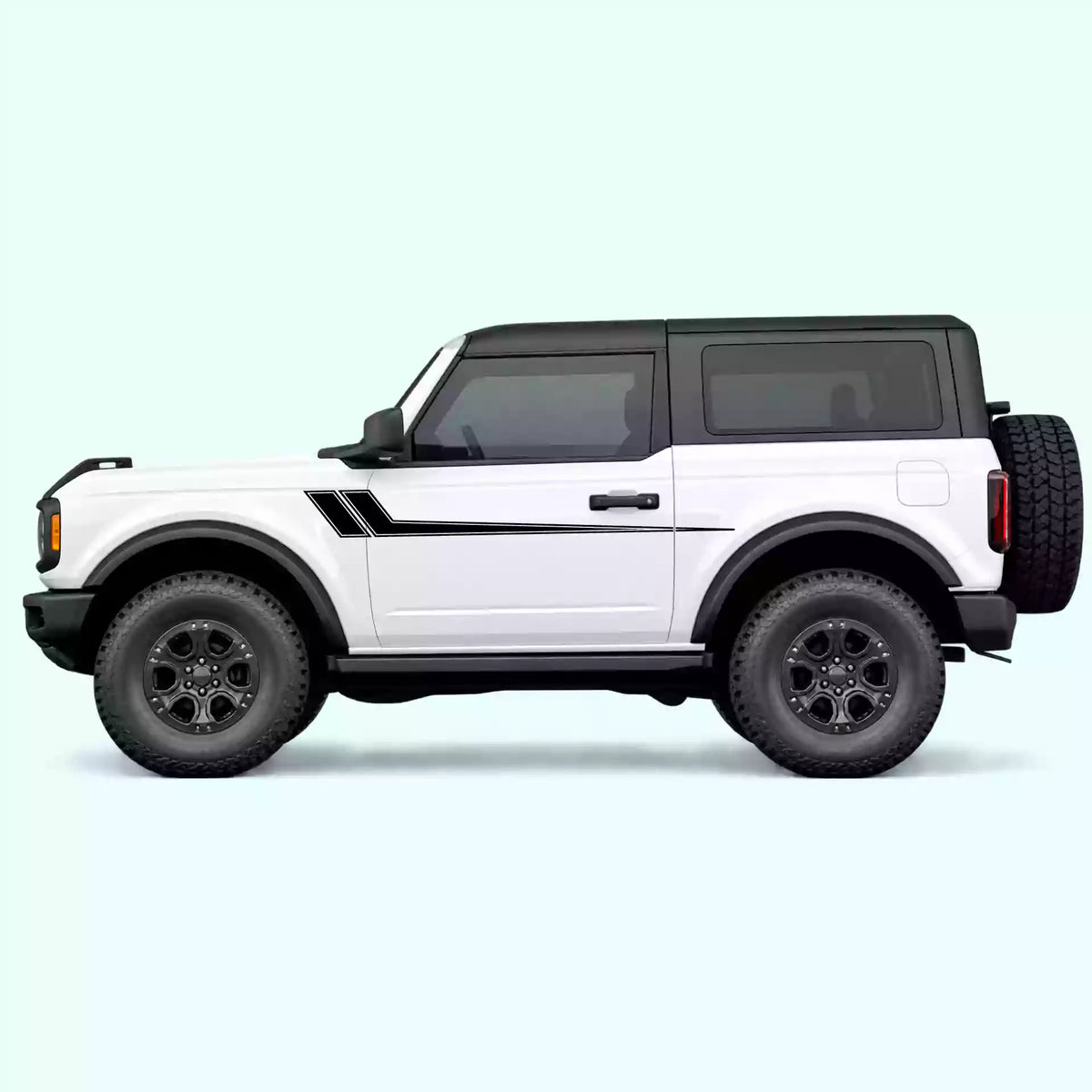 Ford Bronco 2 doors Hockey Side Stripes Vinyl Graphics Kit Black