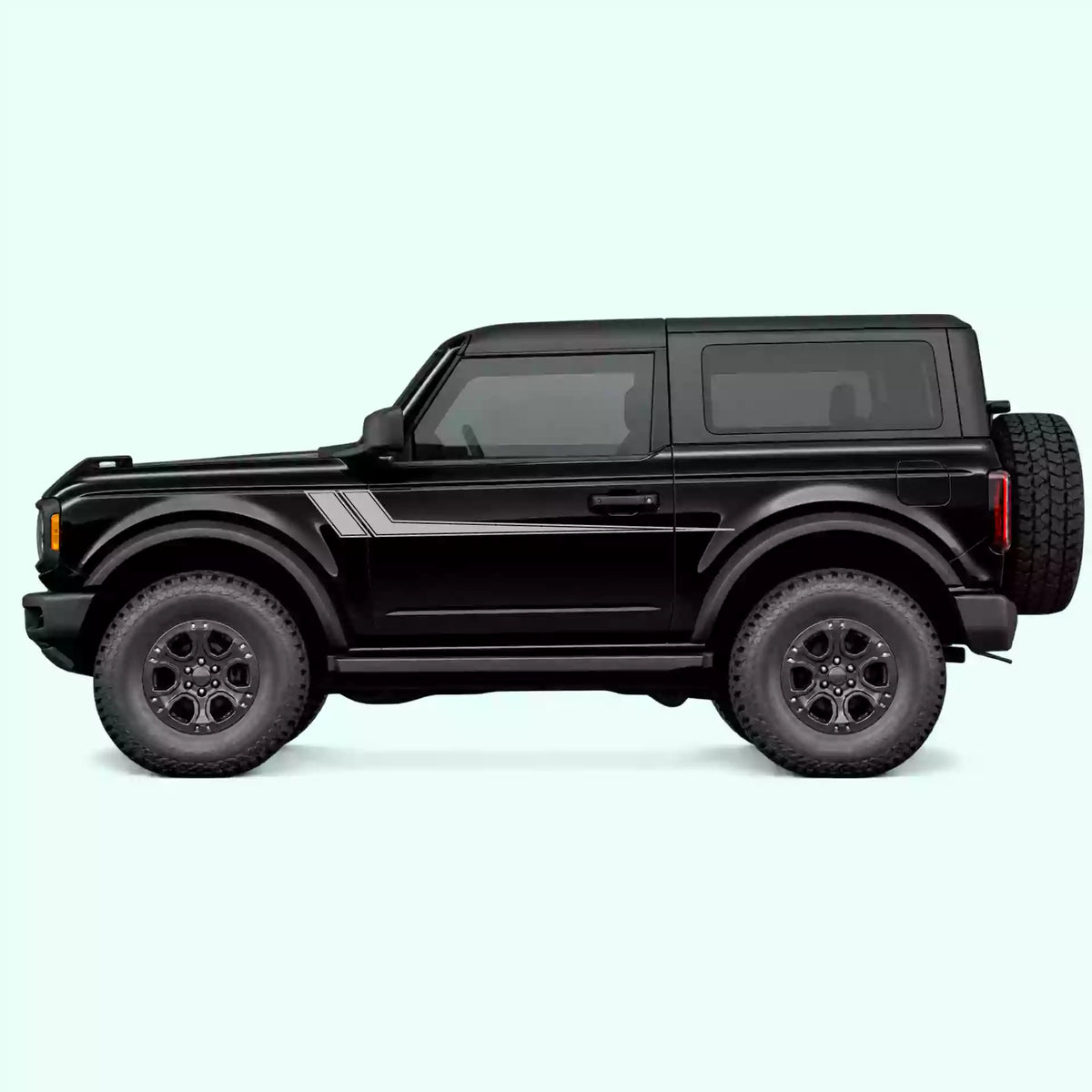 Ford Bronco 2 doors Hockey Side Stripes Vinyl Graphics Kit Gray