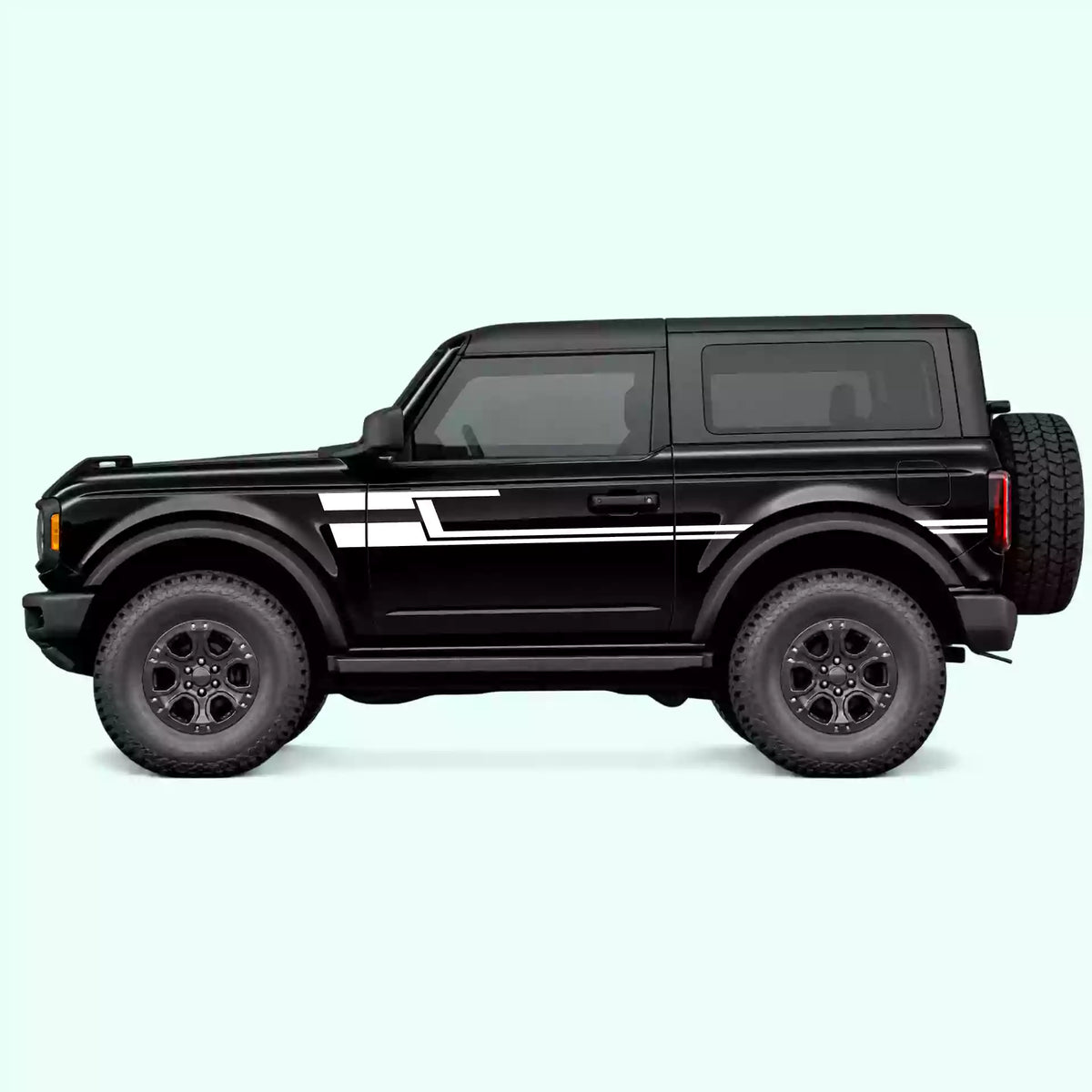 Ford Bronco 2 doors Liner Side Stripes Vinyl Graphics Kit White