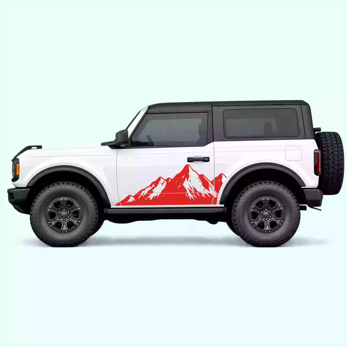 Ford Bronco 2 doors Mountain Range Side Decals Vinyl Graphics Kit Red