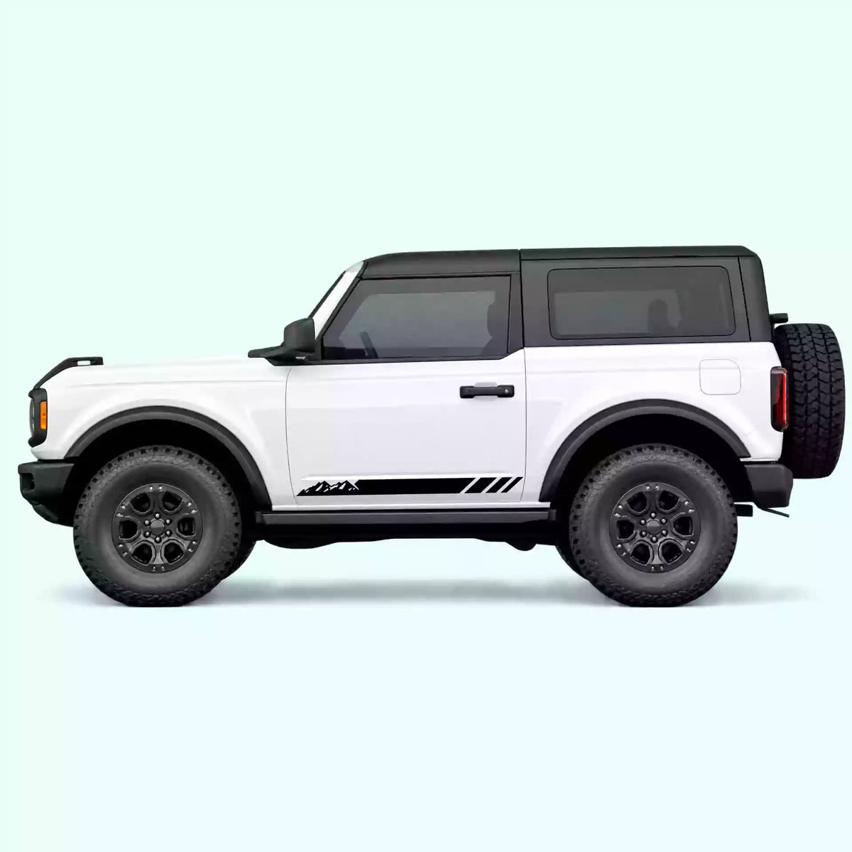 Ford Bronco 2 doors Mountain Side Stripes Vinyl Graphics Kit Black