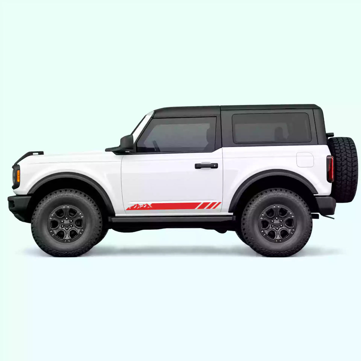 Ford Bronco 2 doors Mountain Side Stripes Vinyl Graphics Kit Red