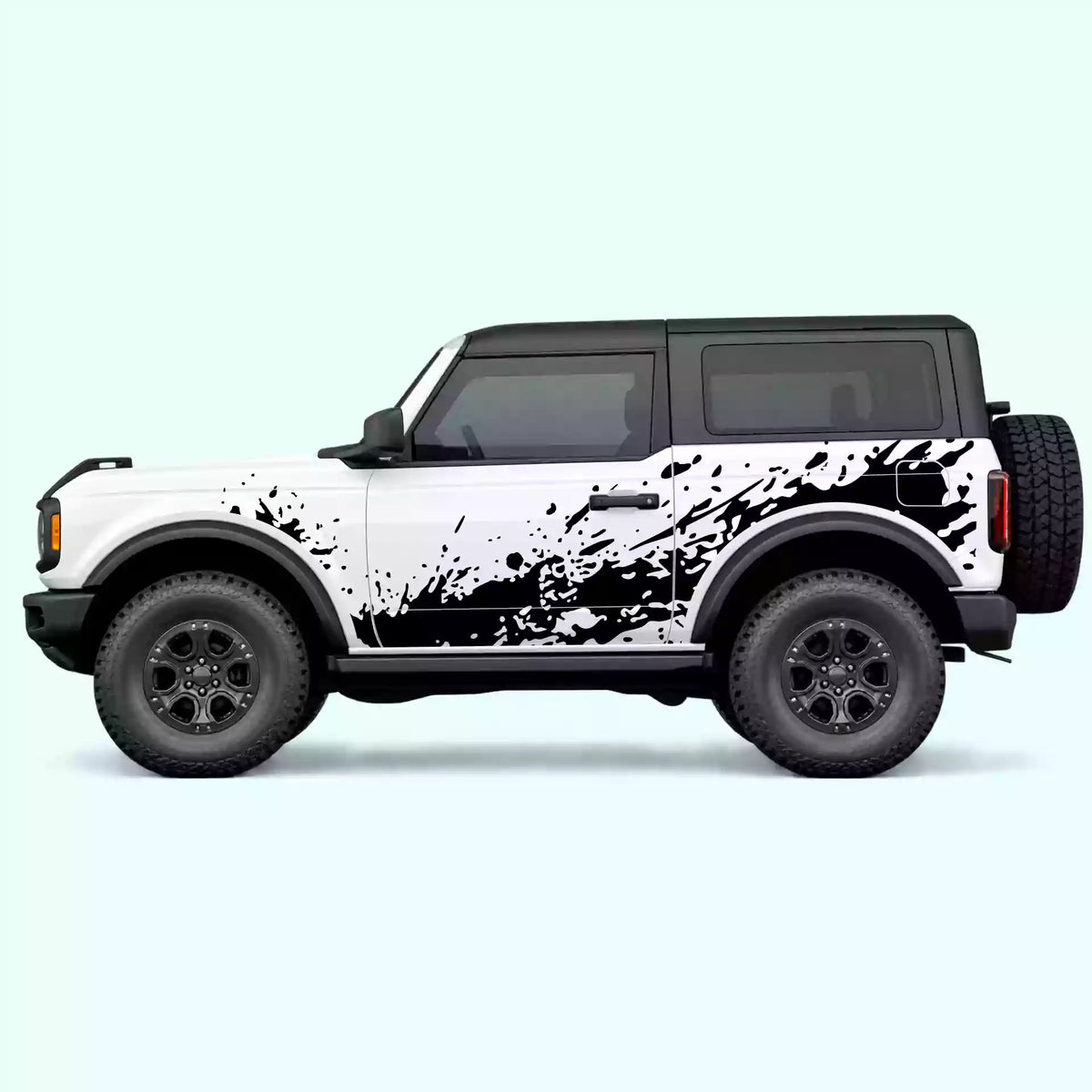 Ford Bronco 2 doors Mud Splash Side Decals Vinyl Graphics Kit Black