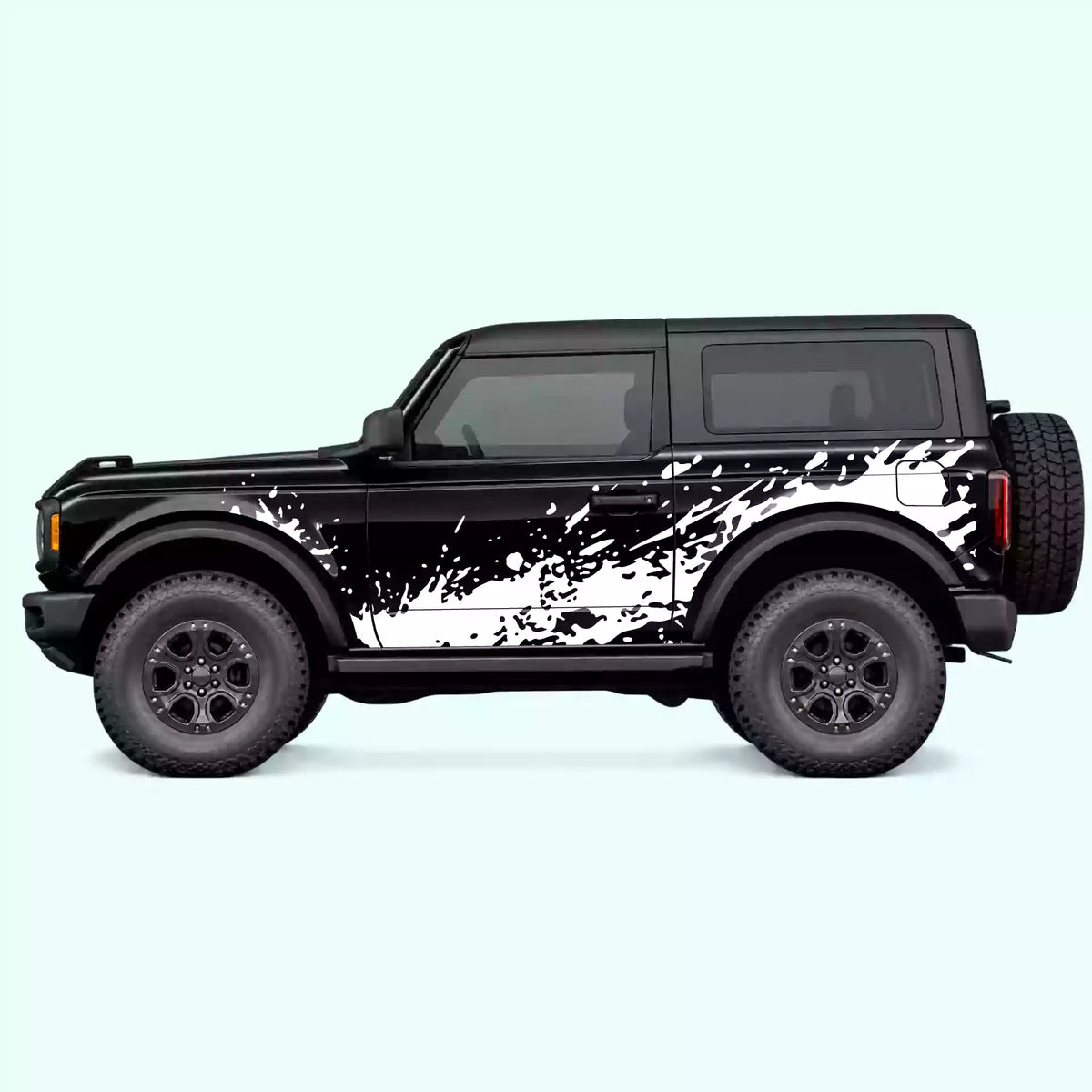 Ford Bronco 2 doors Mud Splash Side Decals Vinyl Graphics Kit White