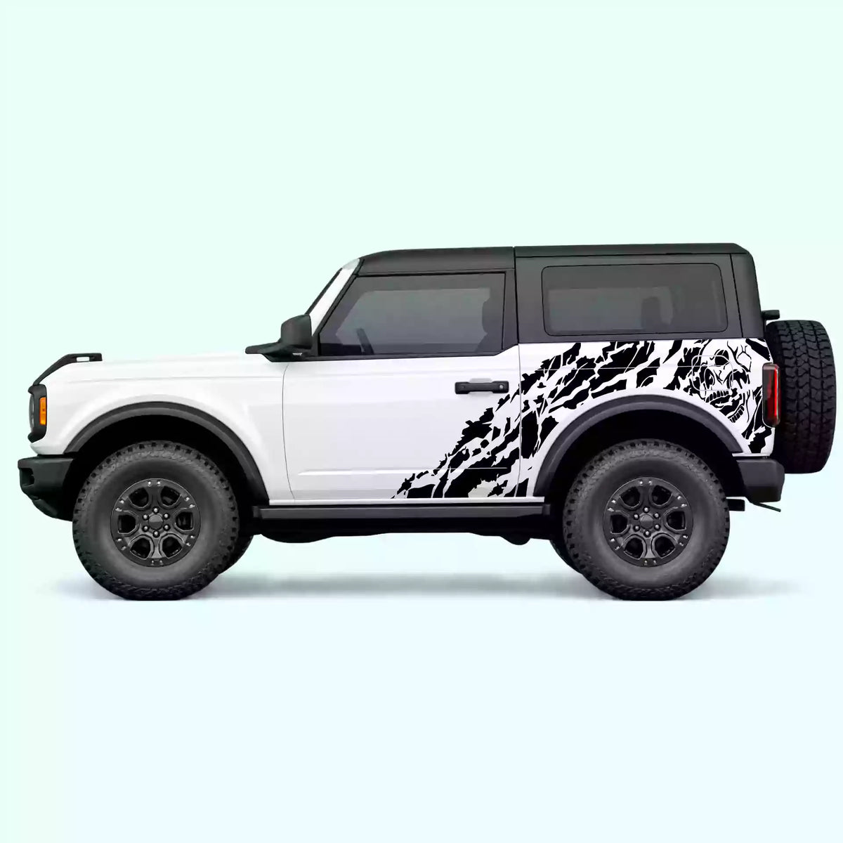 Ford Bronco 2 doors Nightmare Side Decals Vinyl Graphics Kit Black