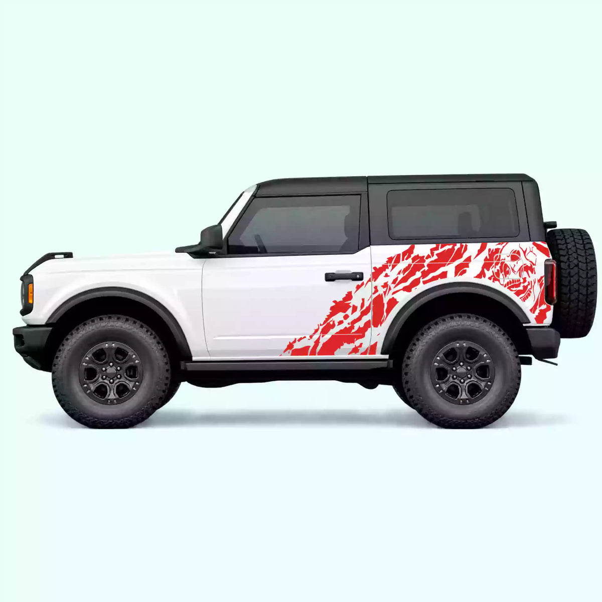 Ford Bronco 2 doors Nightmare Side Decals Vinyl Graphics Kit Red