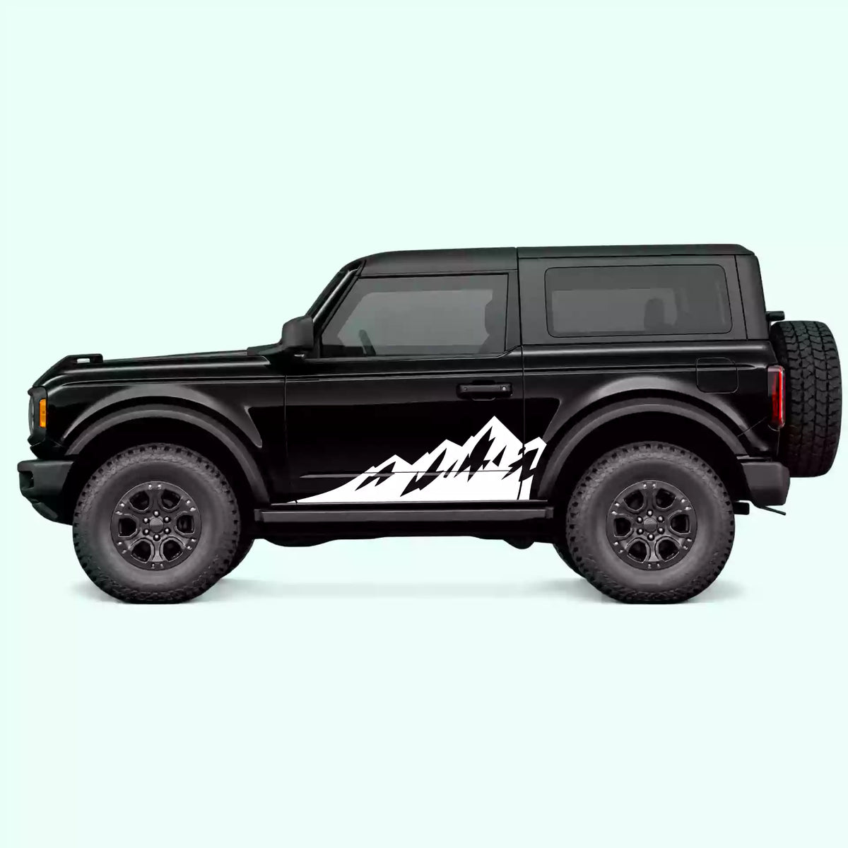Ford Bronco 2 doors Peak Mountain Side Decals Vinyl Graphics Kit White