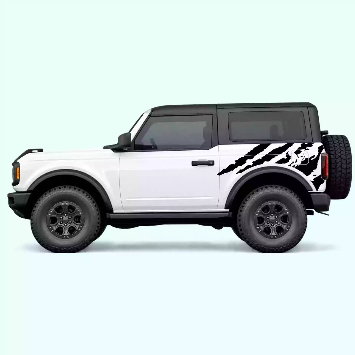 Ford Bronco 2 doors Shred Side Decals Vinyl Graphics Kit Black