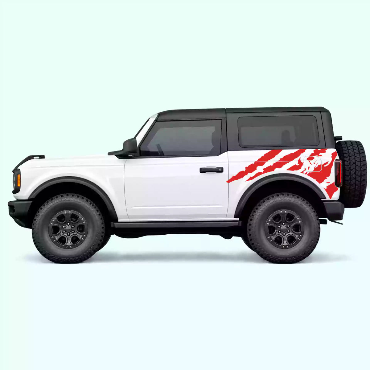 Ford Bronco 2 doors Shred Side Decals Vinyl Graphics Kit Red