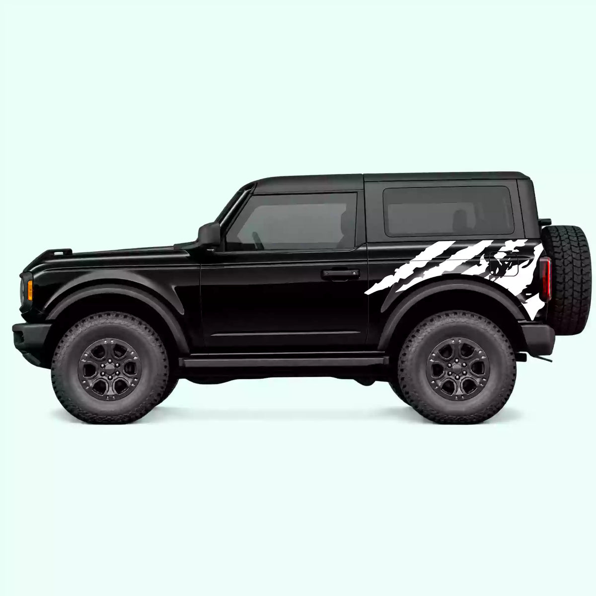 Ford Bronco 2 doors Shred Side Decals Vinyl Graphics Kit White
