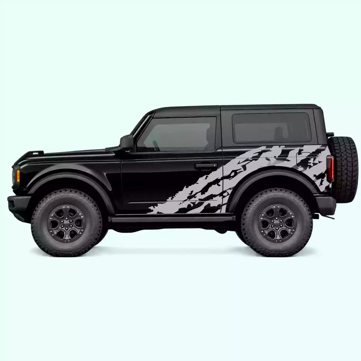 Ford Bronco 2 doors Shredded Side Decals Vinyl Graphics Kit Gray