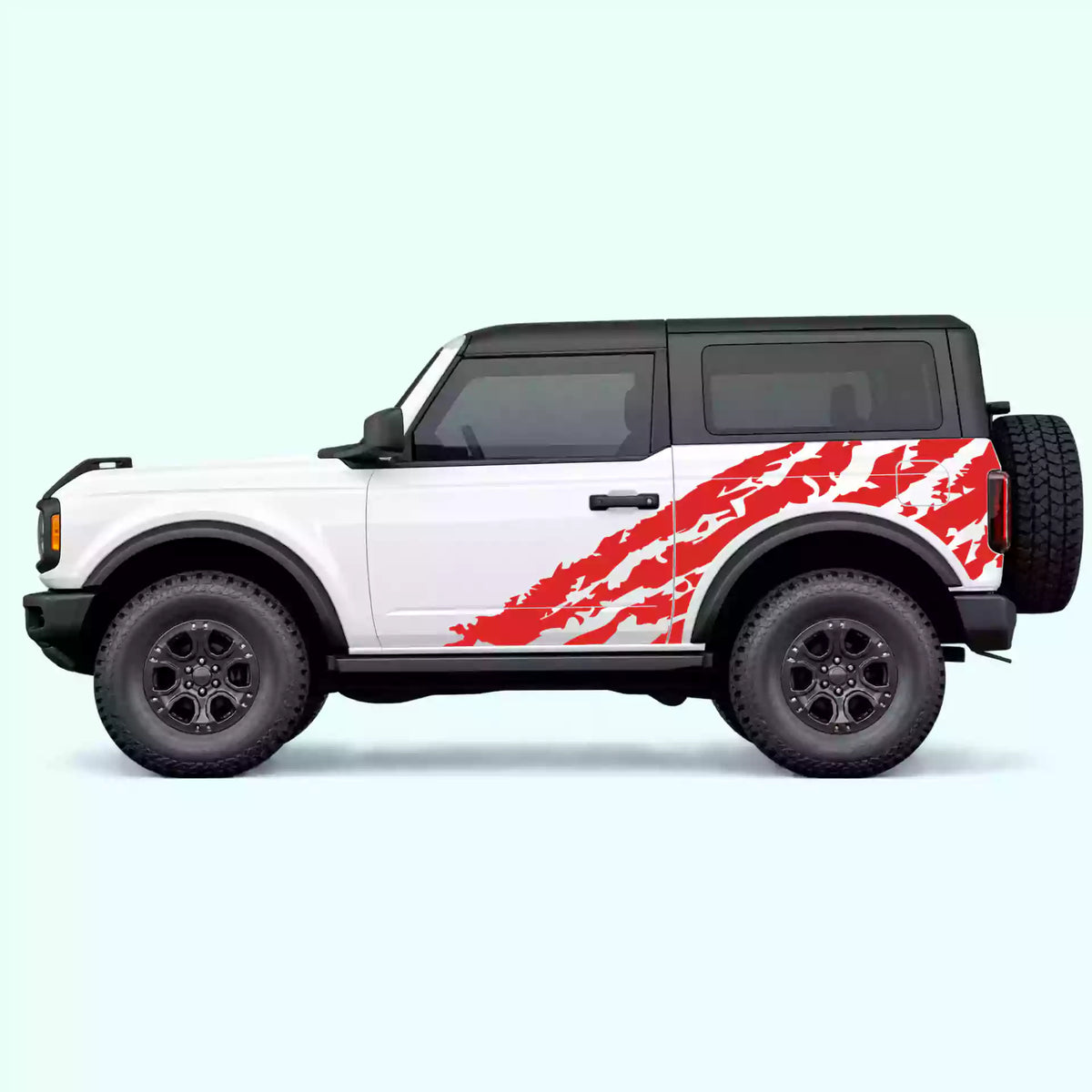Ford Bronco 2 doors Shredded Side Decals Vinyl Graphics Kit Red