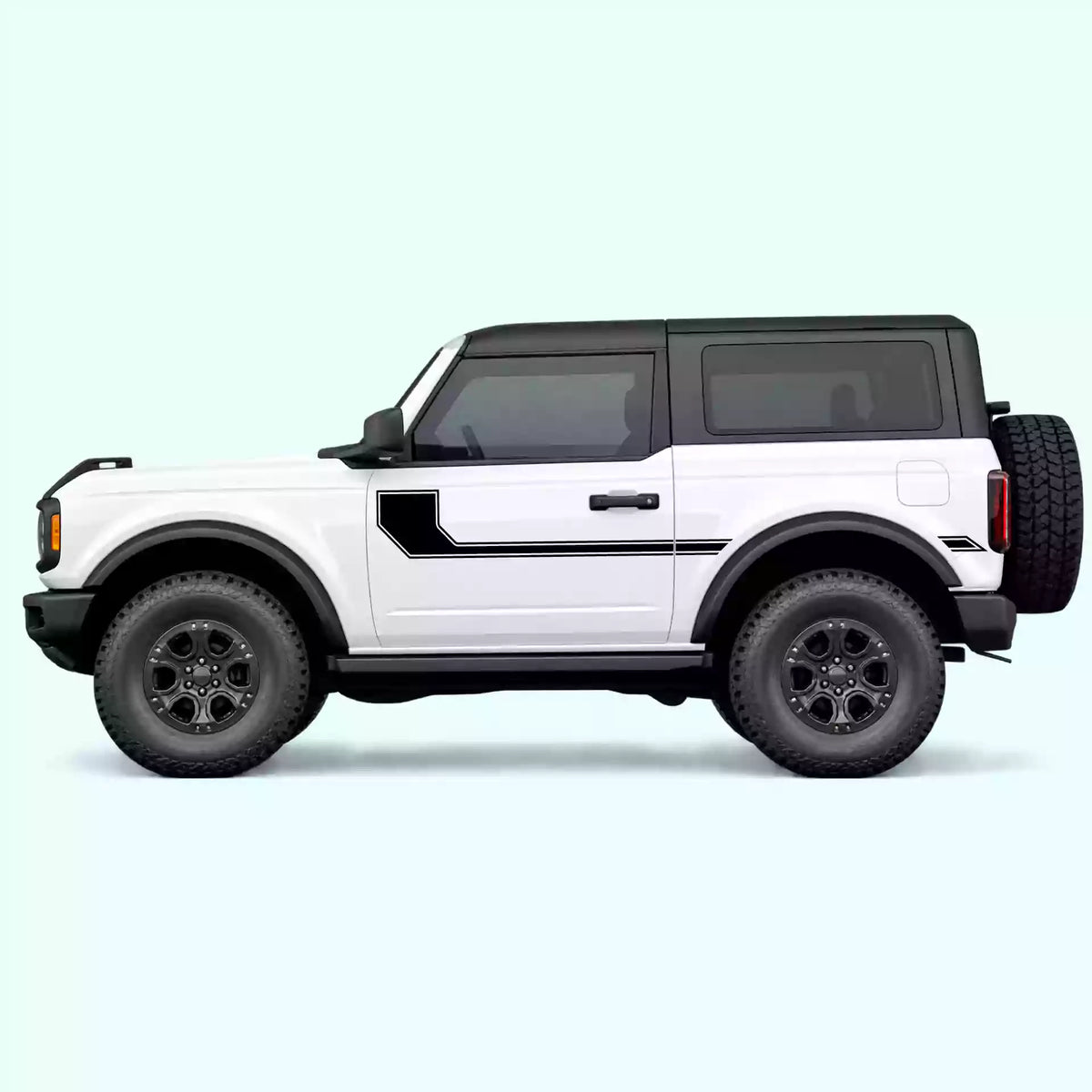 Ford Bronco 2 doors Side Line Stripes Vinyl Graphics Kit Black