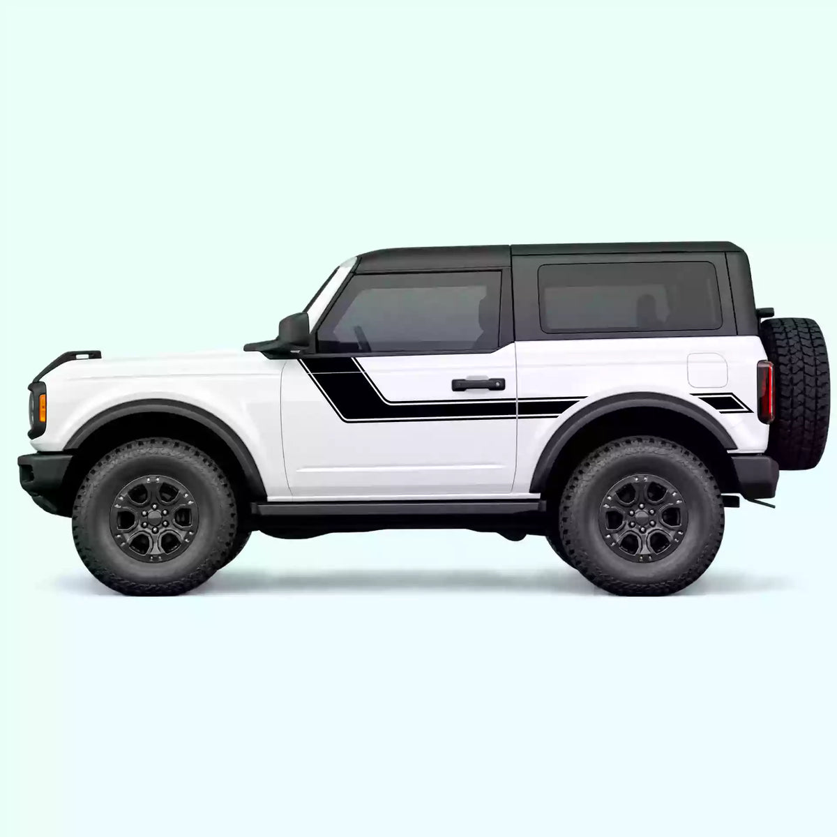 Ford Bronco 2 doors Side Rally Stripes Vinyl Graphics Kit Black