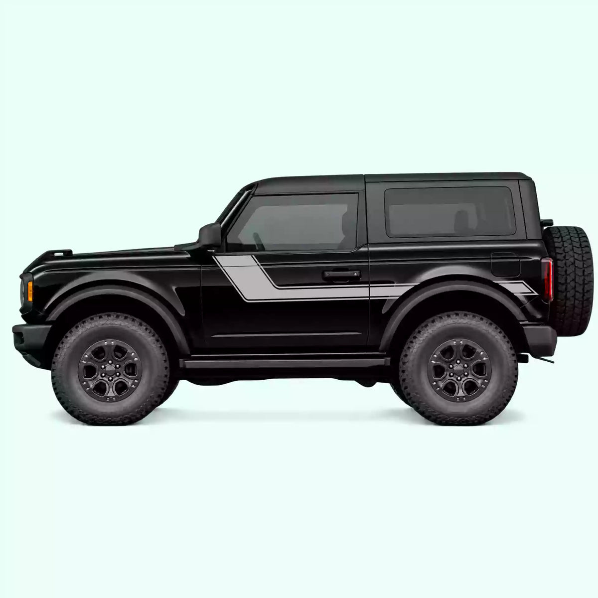 Ford Bronco 2 doors Side Rally Stripes Vinyl Graphics Kit Gray