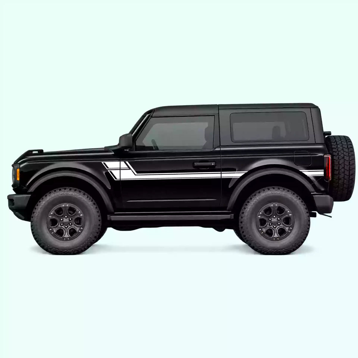 Ford Bronco 2 doors Side Stripes Vinyl Graphics Kit White