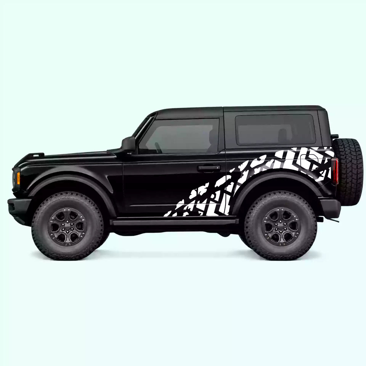 Ford Bronco 2 doors Tire Tracks Side Decals Vinyl Graphics Kit White