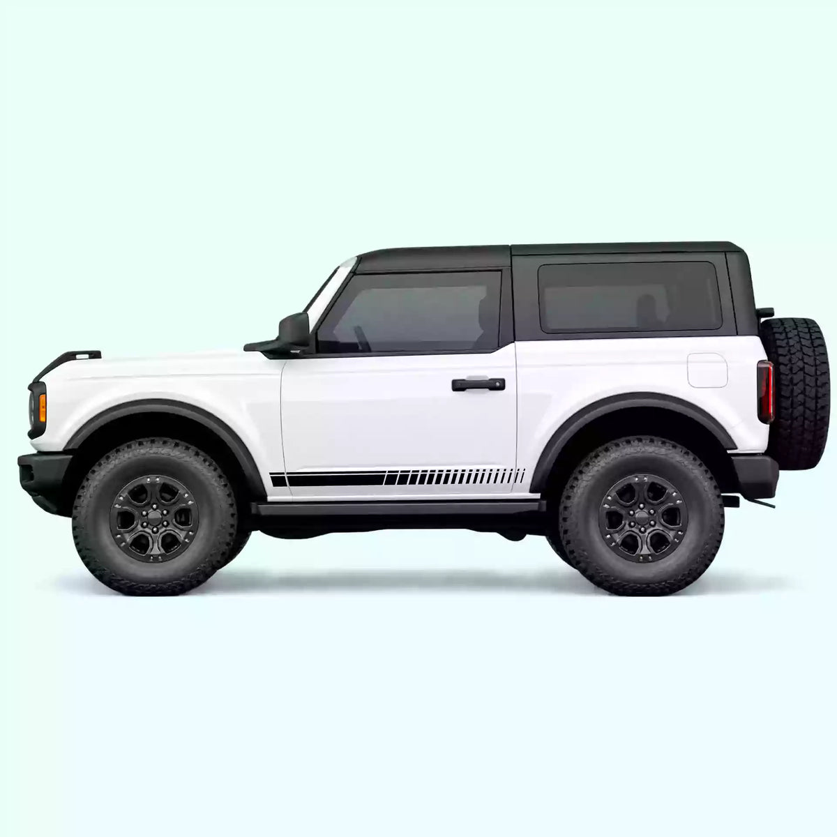 Ford Bronco 2 doors Top Pin Stripe Rocker Vinyl Graphics Kit Black