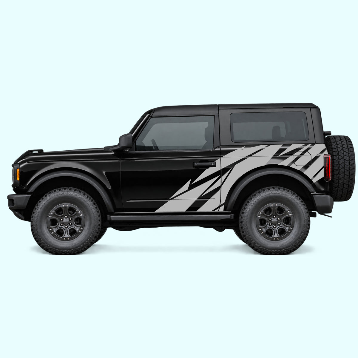 Ford Bronco 2 doors Warlord Side Decals Vinyl Graphics Kit Gray