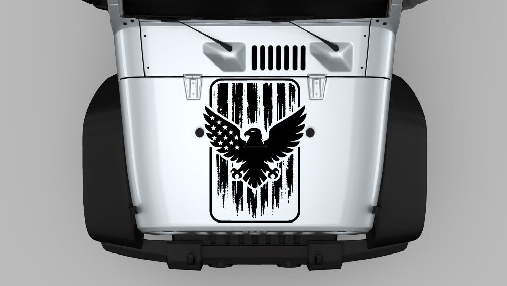 Freedom eagle shield hood decal graphic on Jeep Wrangler JK