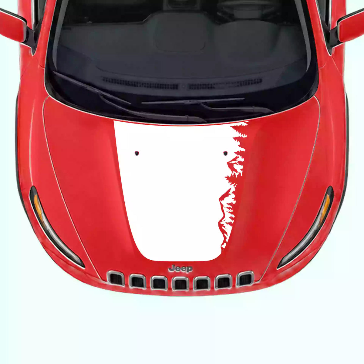 2014-2018 Jeep Cherokee Adventure Hood Decal Vinyl Graphics Kit White