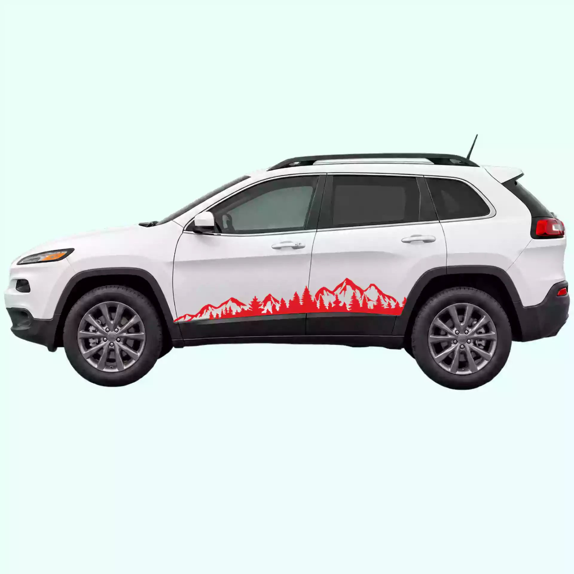 2014-2023 Jeep Cherokee Adventure Side Stripes Vinyl Graphics Kit Red