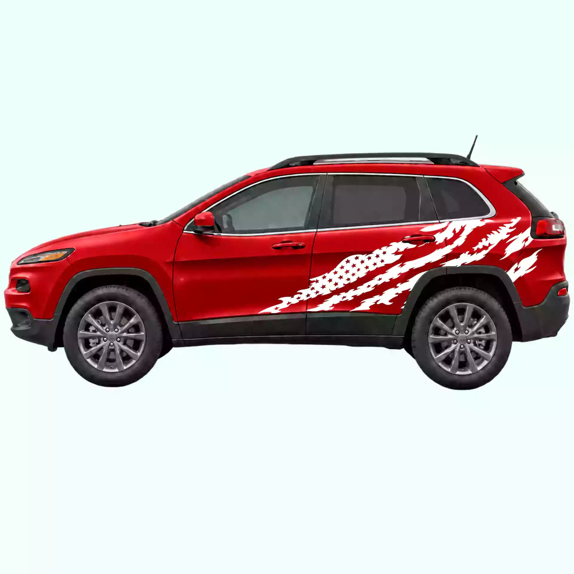 2014-2023 Jeep Cherokee American Flag Side Decals Vinyl Graphics Kit White
