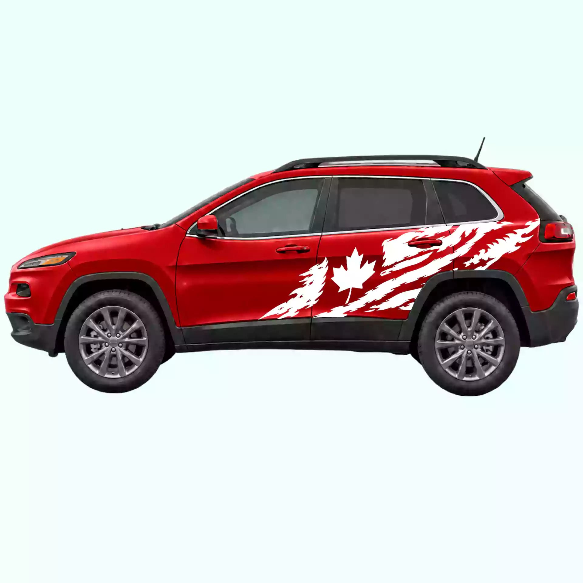 2014-2023 Jeep Cherokee Canada Flag Side Decals Vinyl Graphics Kit White