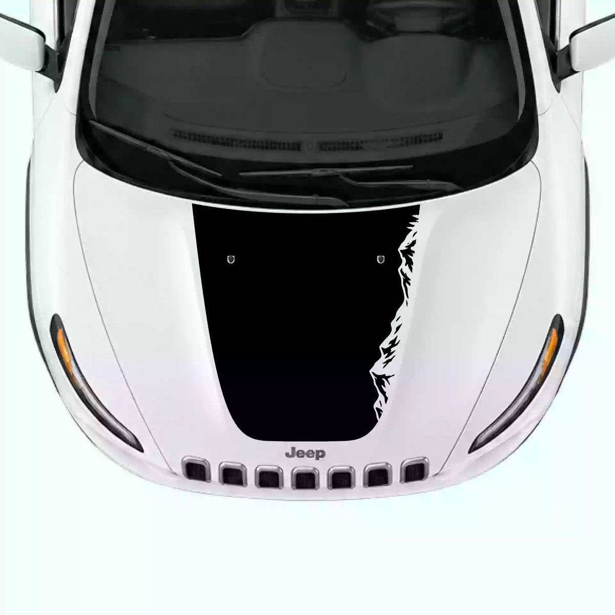 2014-2018 Jeep Cherokee Mountain Range Hood Decal Vinyl Graphics Kit Black