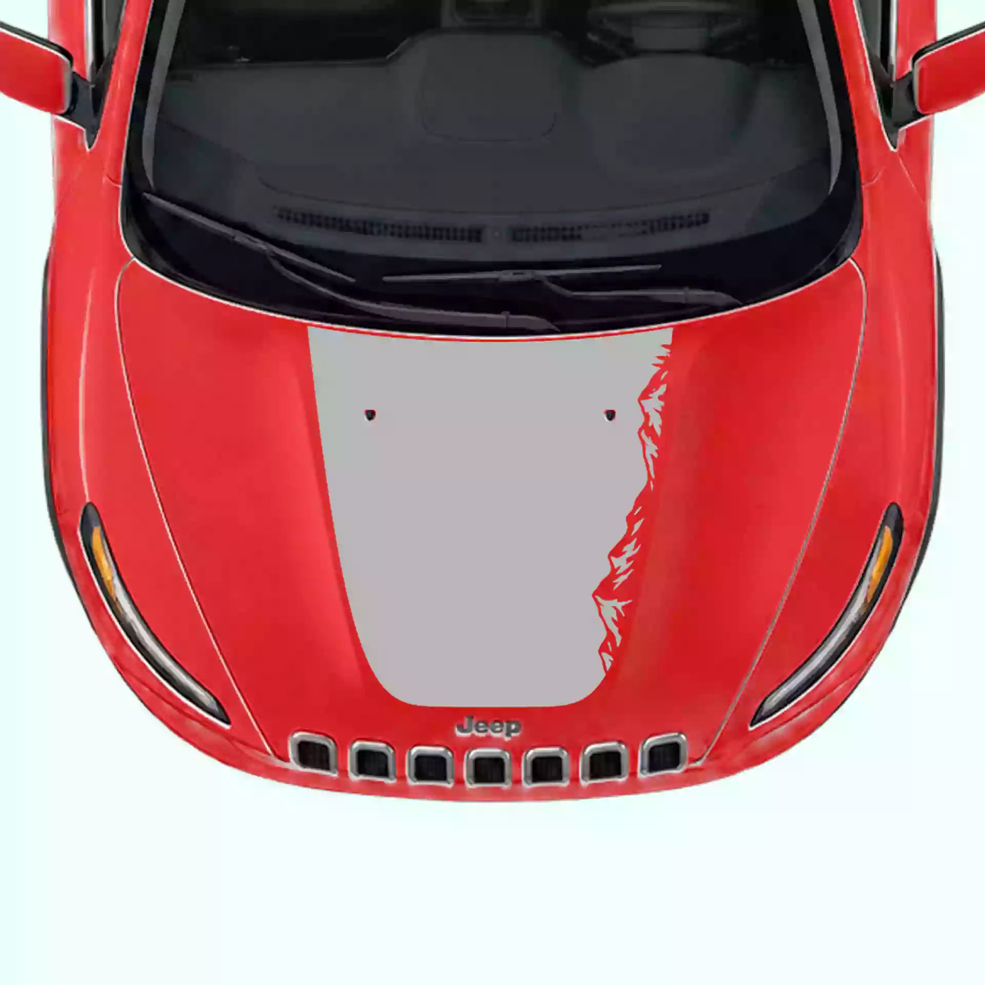 2014-2018 Jeep Cherokee Mountain Range Hood Decal Vinyl Graphics Kit Gray