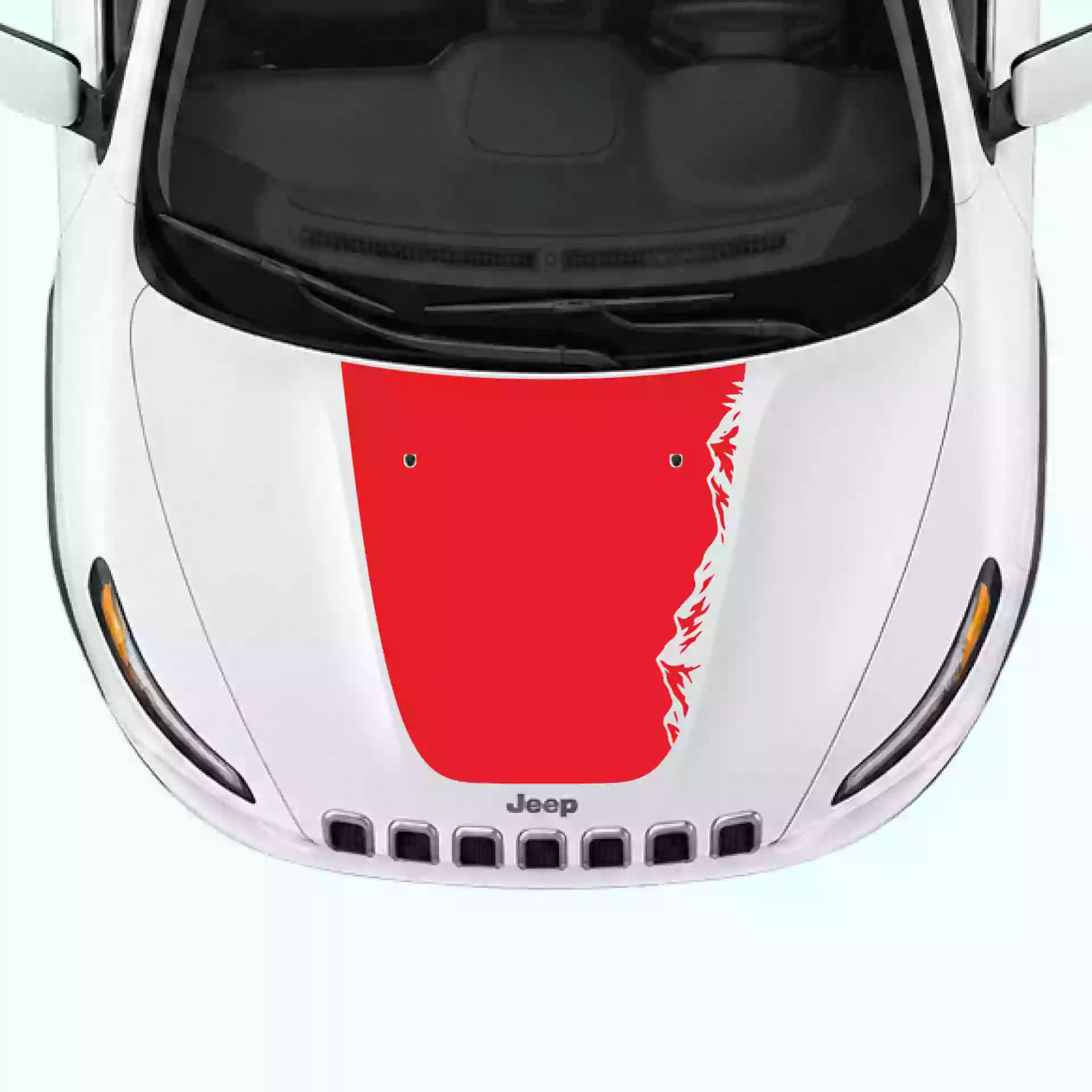 2014-2018 Jeep Cherokee Mountain Range Hood Decal Vinyl Graphics Kit Red