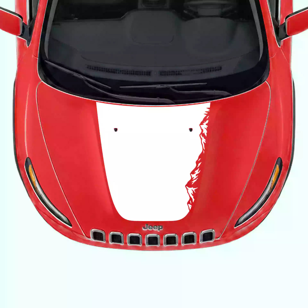2014-2018 Jeep Cherokee Mountain Range Hood Decal Vinyl Graphics Kit White