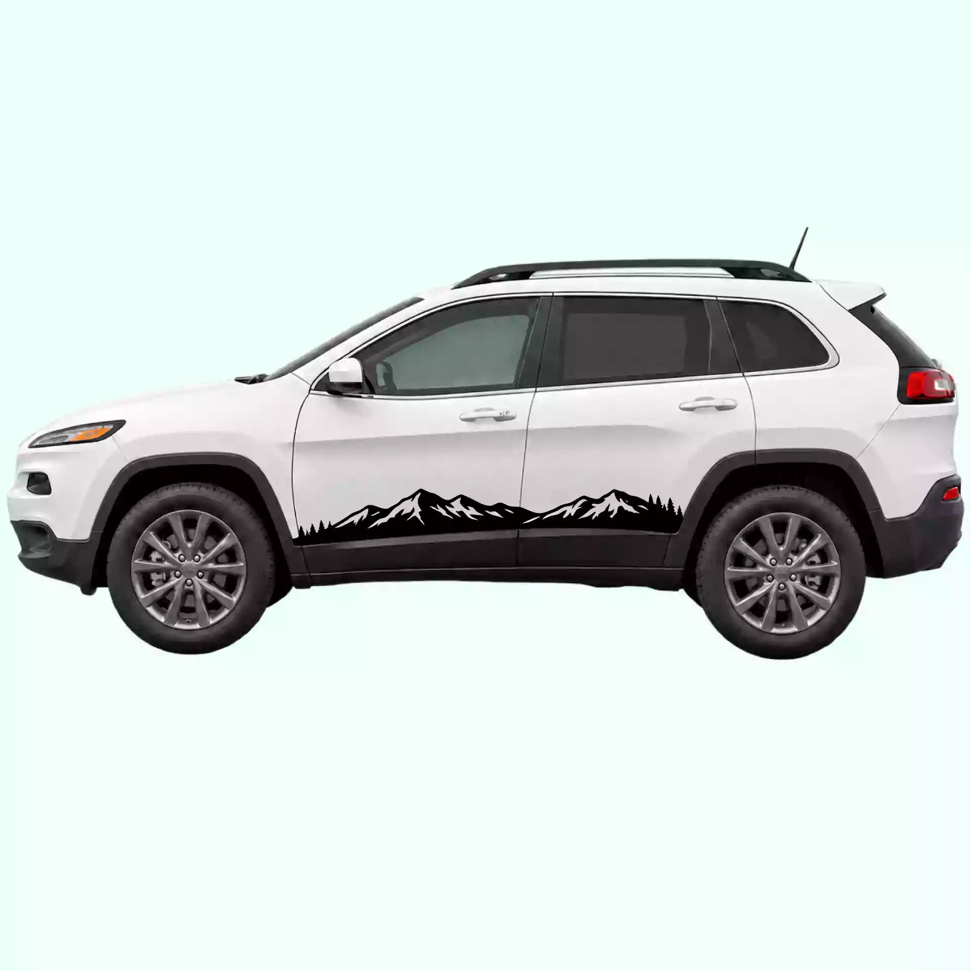 2014-2023 Jeep Cherokee Mountain Range Rocker Stripes Vinyl Graphics Kit Black