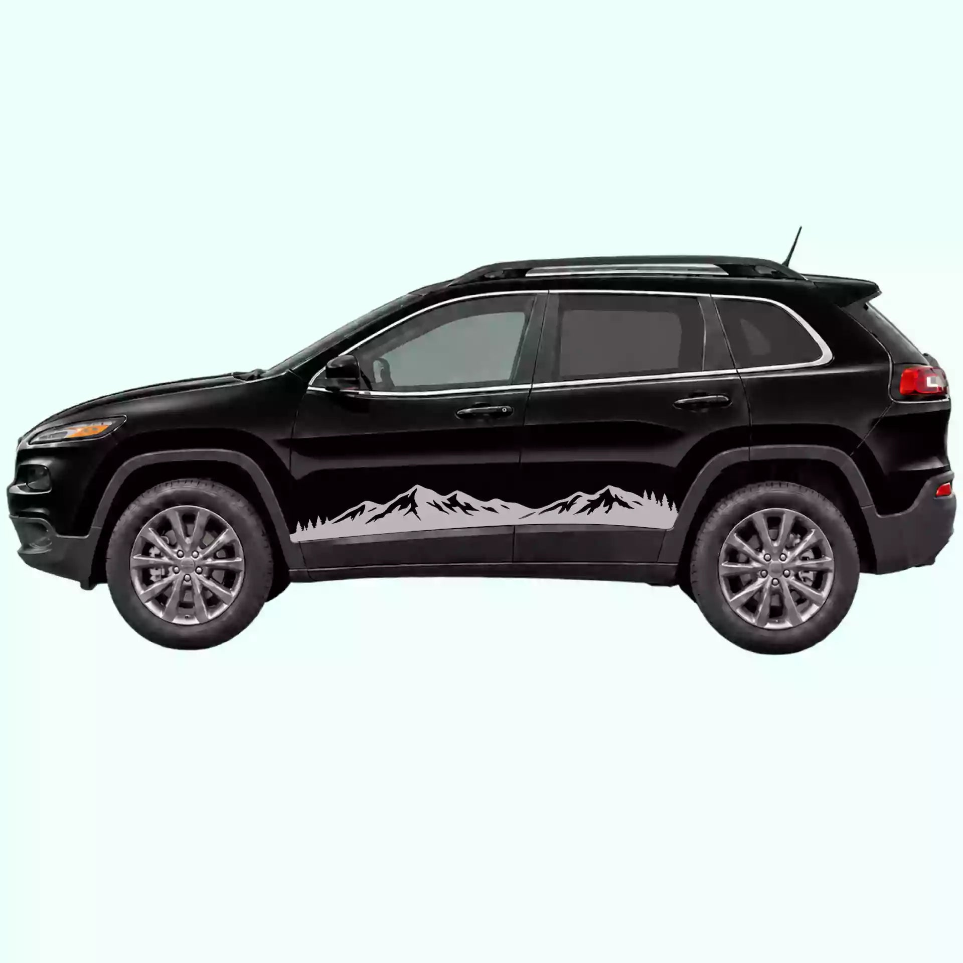 2014-2023 Jeep Cherokee Mountain Range Rocker Stripes Vinyl Graphics Kit Gray