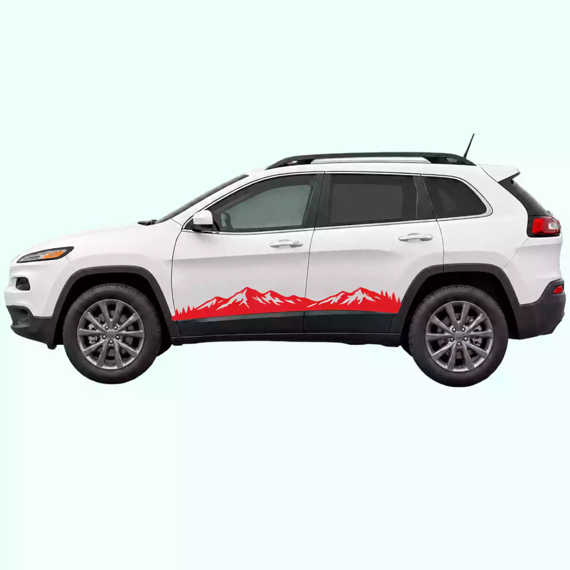 2014-2023 Jeep Cherokee Mountain Range Rocker Stripes Vinyl Graphics Kit Red