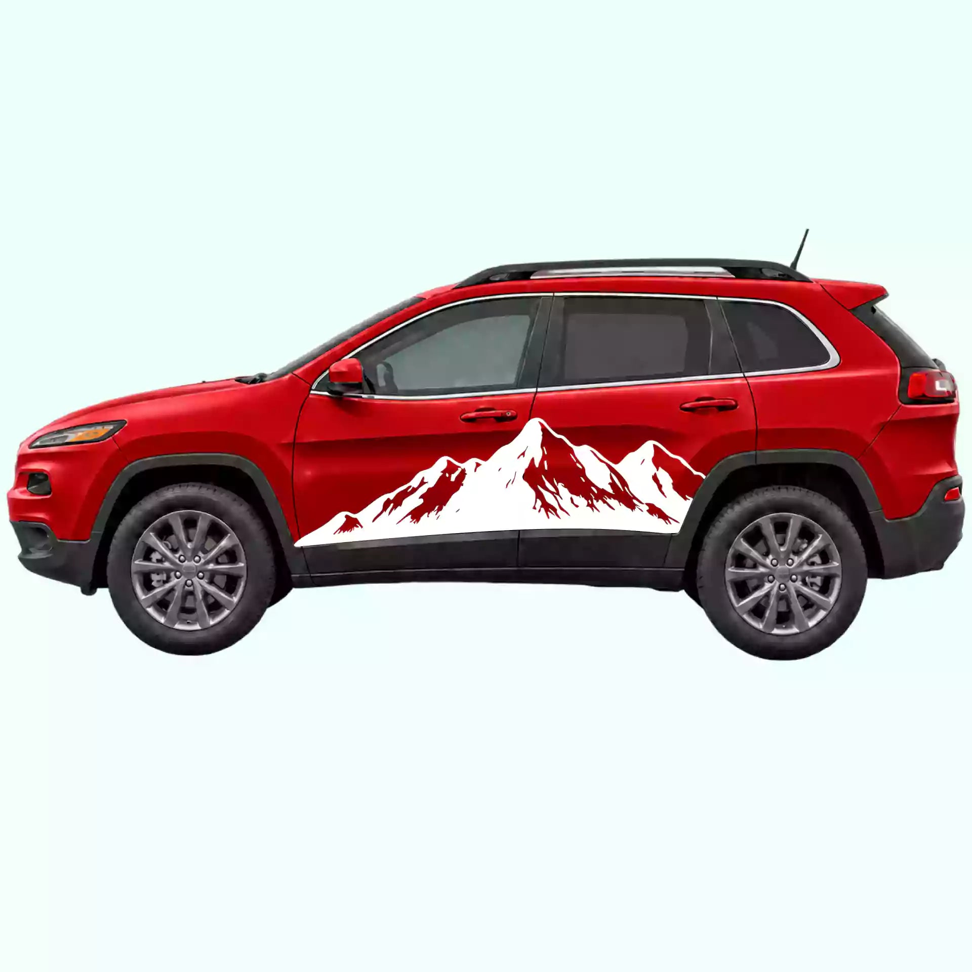 2014-2023 Jeep Cherokee Mountain Range Side Decals Vinyl Graphics Kit White