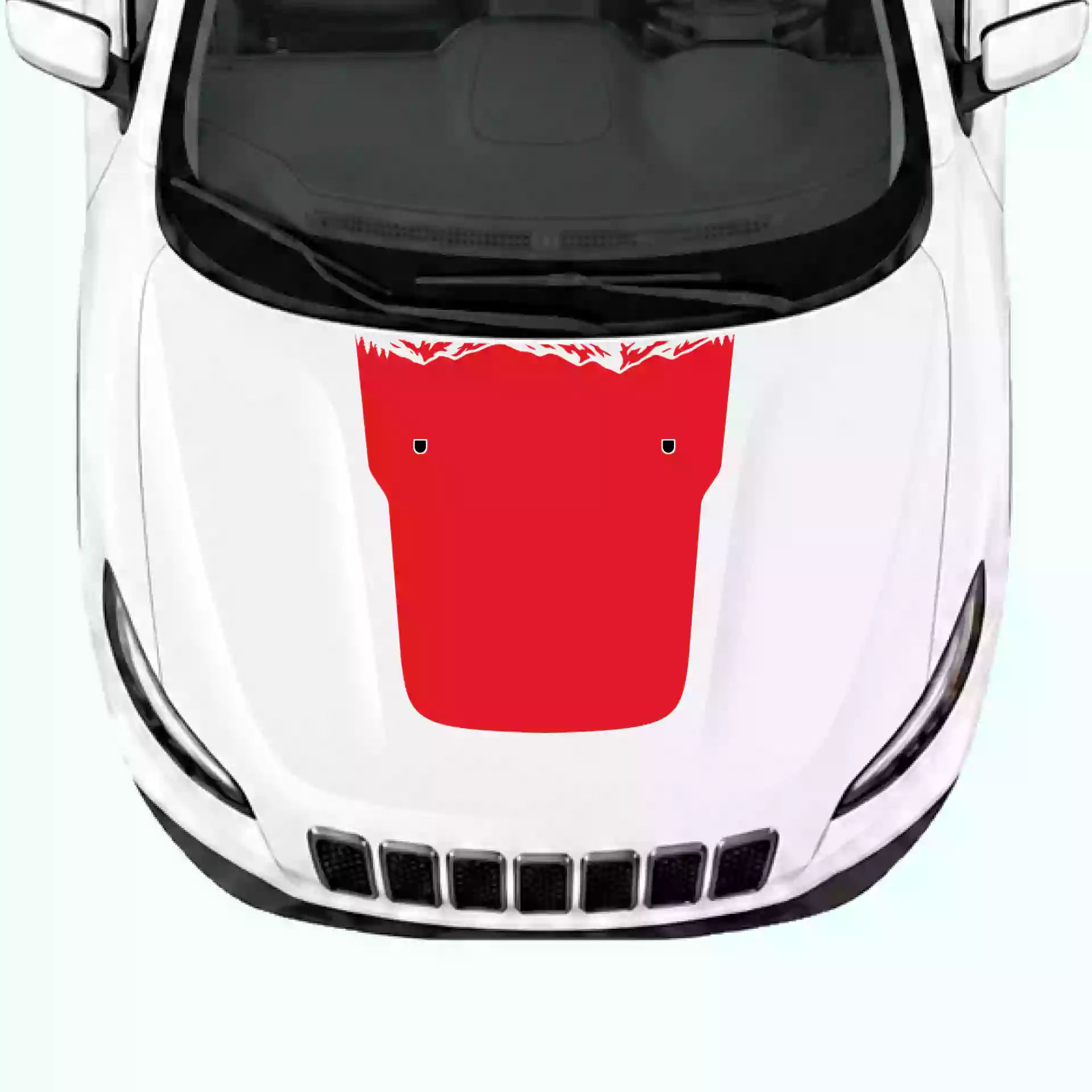 2019-2023 Jeep Cherokee Mountain Rock Hood Decal Vinyl Graphics Kit Red