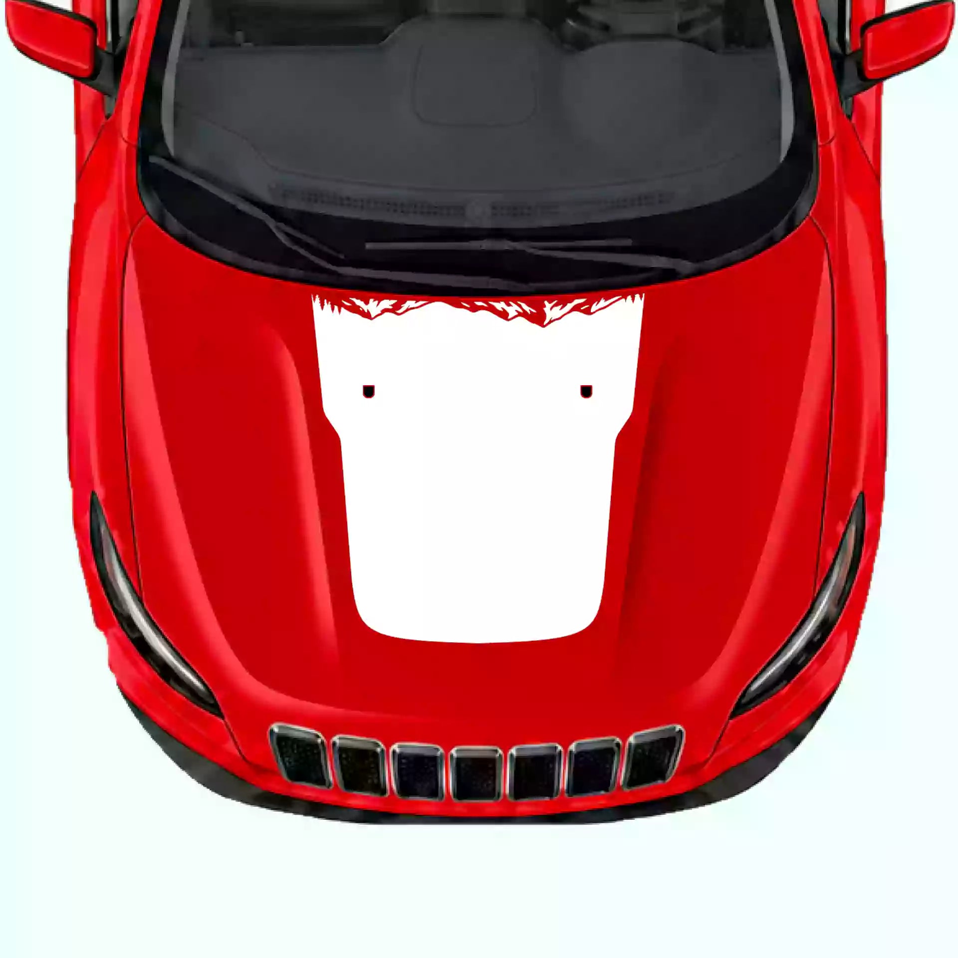 2019-2023 Jeep Cherokee Mountain Rock Hood Decal Vinyl Graphics Kit White