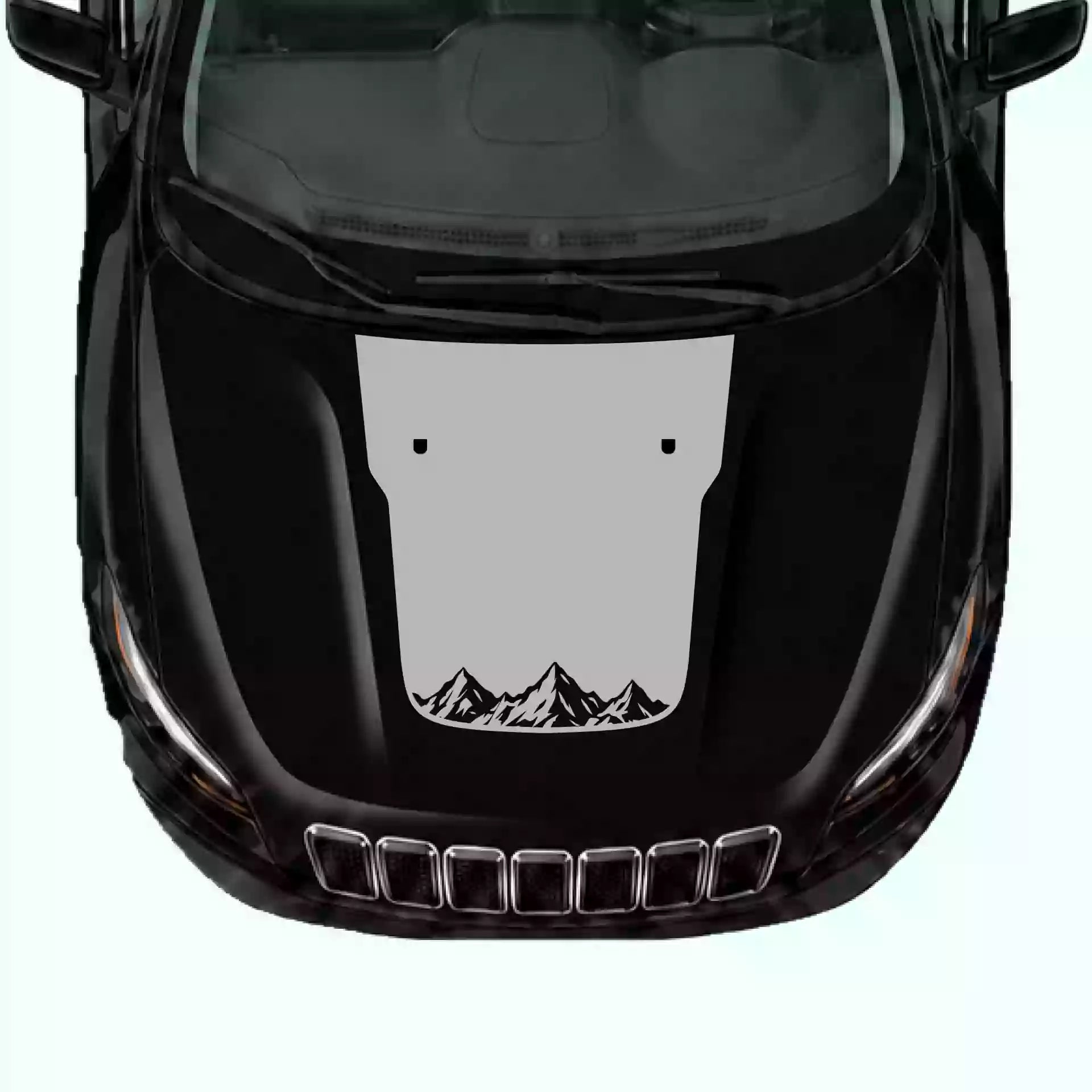 2019-2023 Jeep Cherokee Mountains Hood Decal Vinyl Graphics Kit Gray