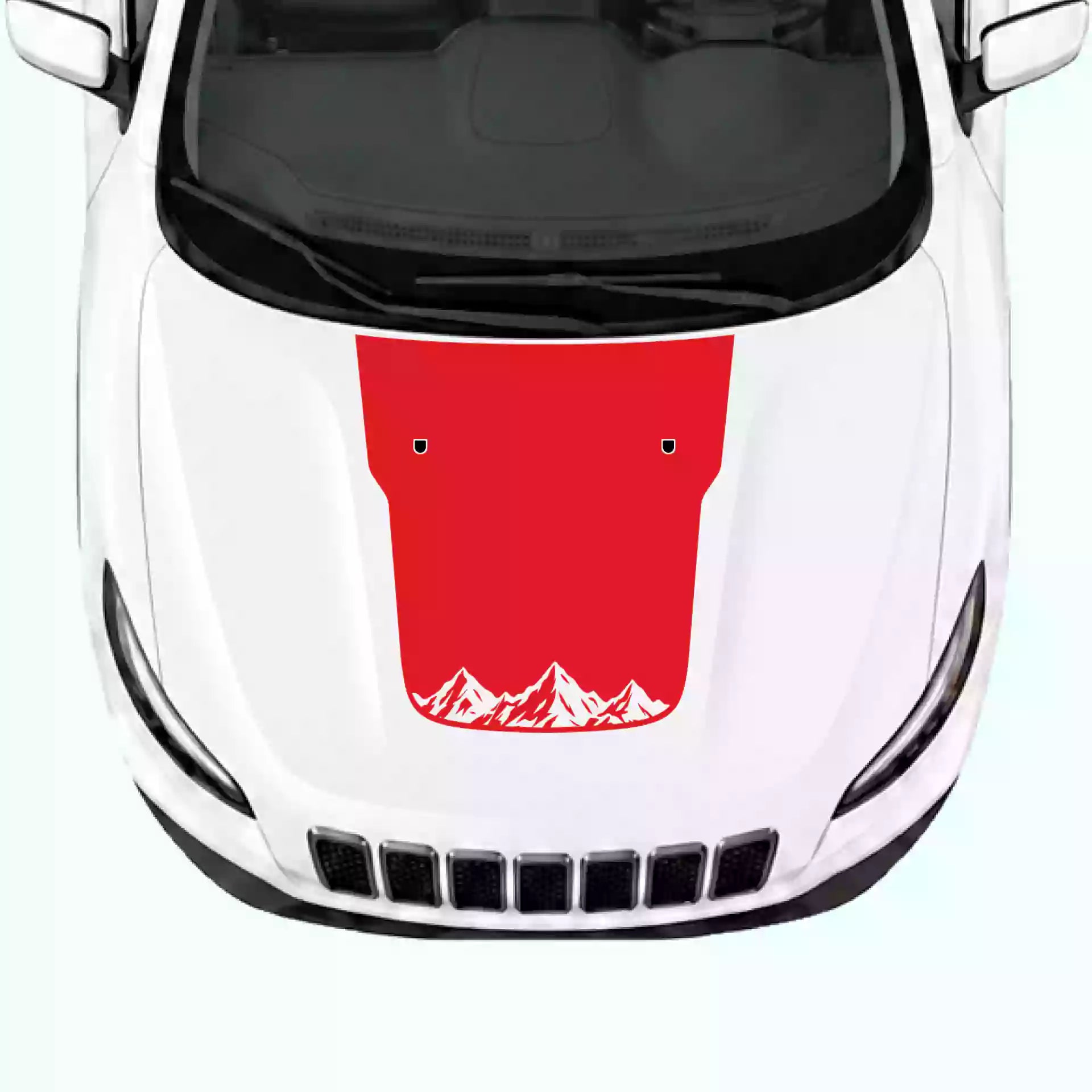 2019-2023 Jeep Cherokee Mountains Hood Decal Vinyl Graphics Kit Red