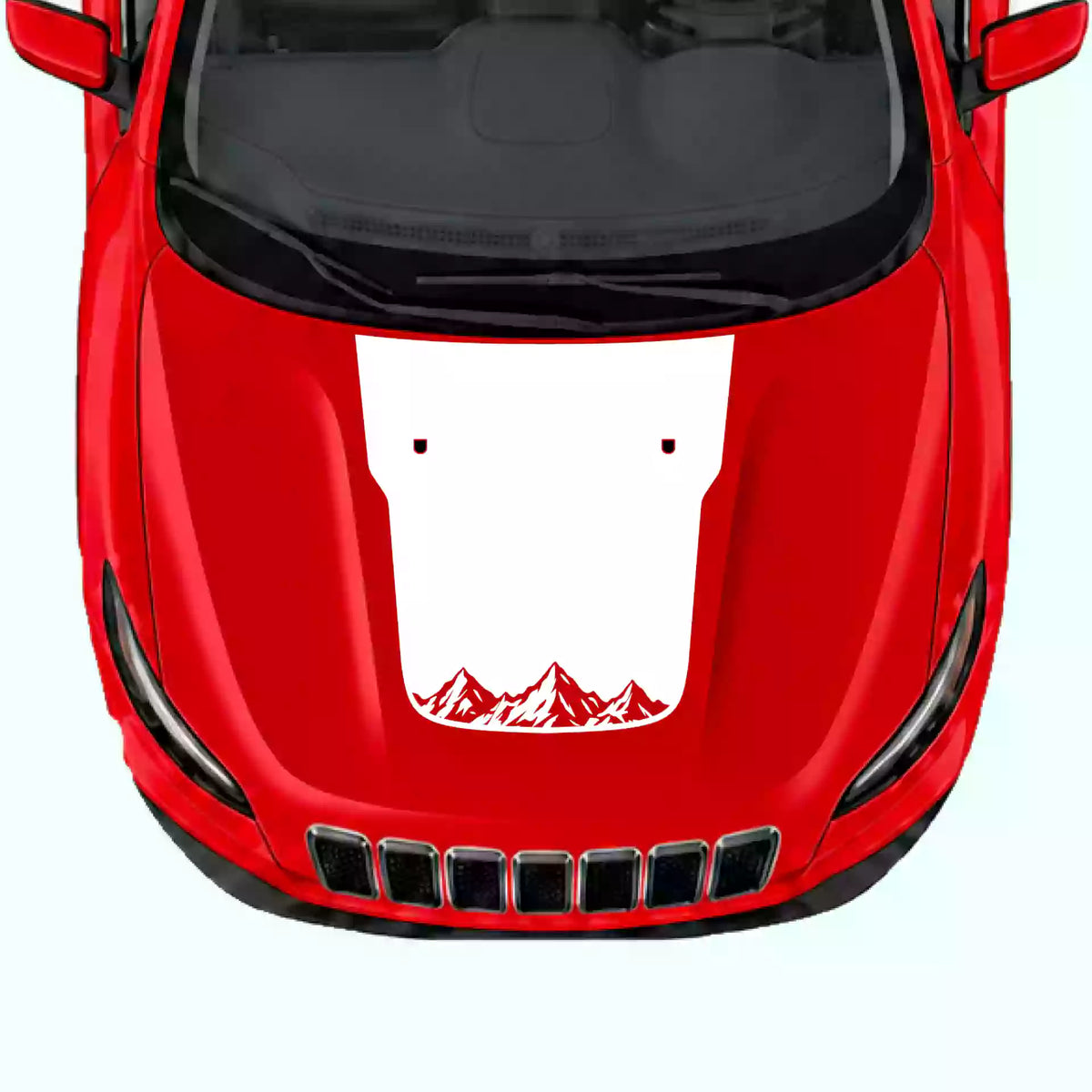 2019-2023 Jeep Cherokee Mountains Hood Decal Vinyl Graphics Kit White