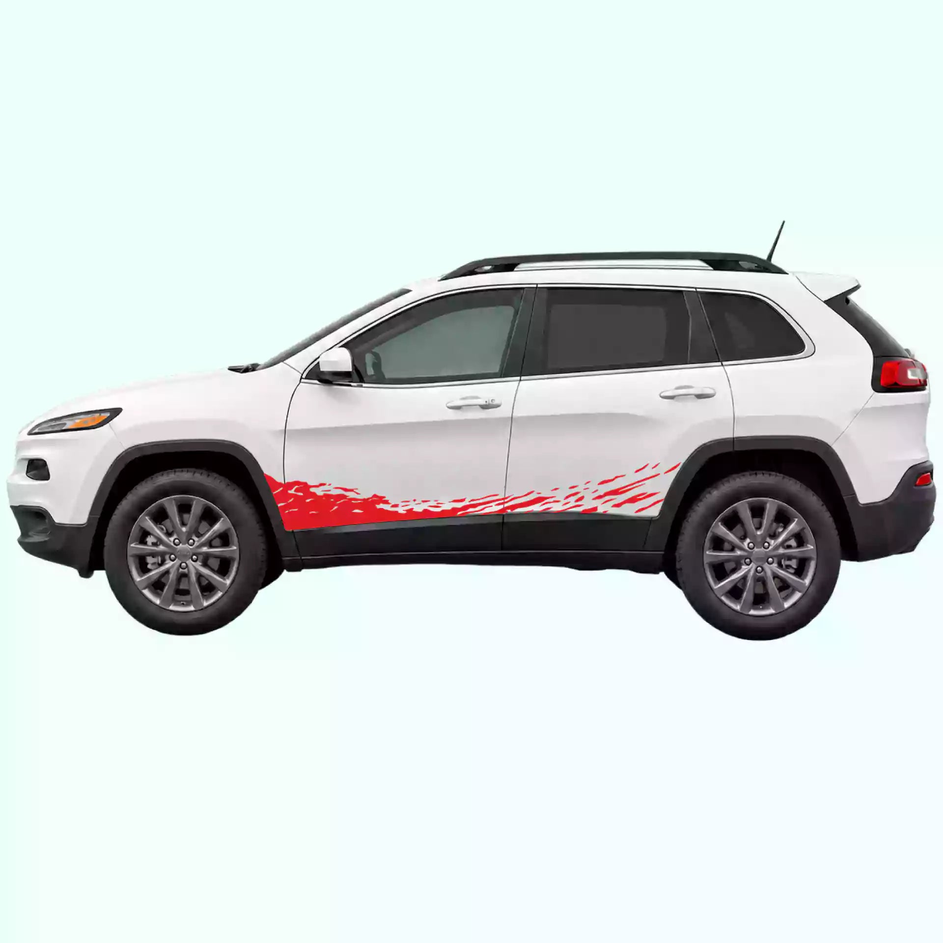 2014-2023 Jeep Cherokee Mud Splash Rocker Stripes Vinyl Graphics Kit Red
