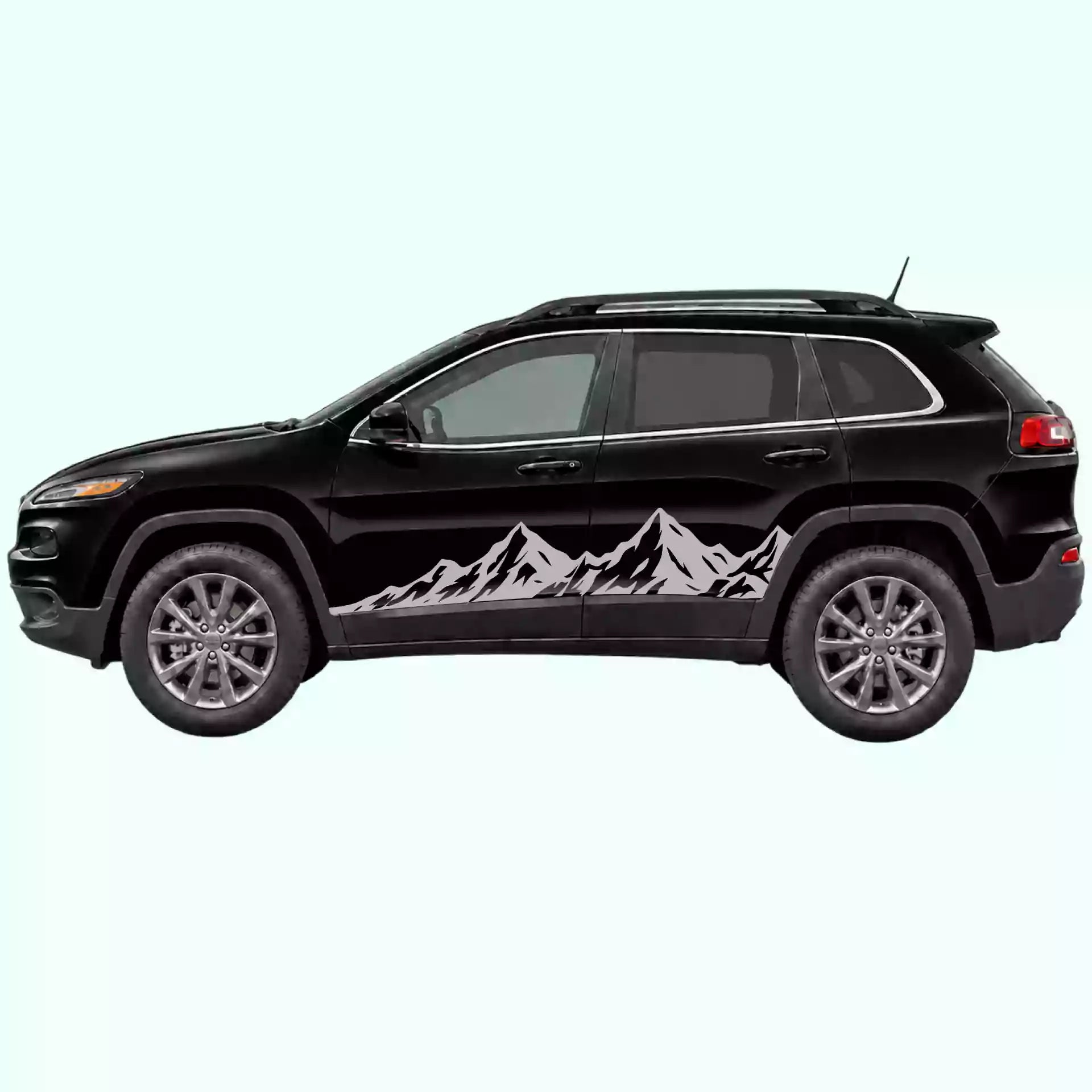 2014-2023 Jeep Cherokee Peak Mountain Rocker Stripes Vinyl Graphics Kit Gray