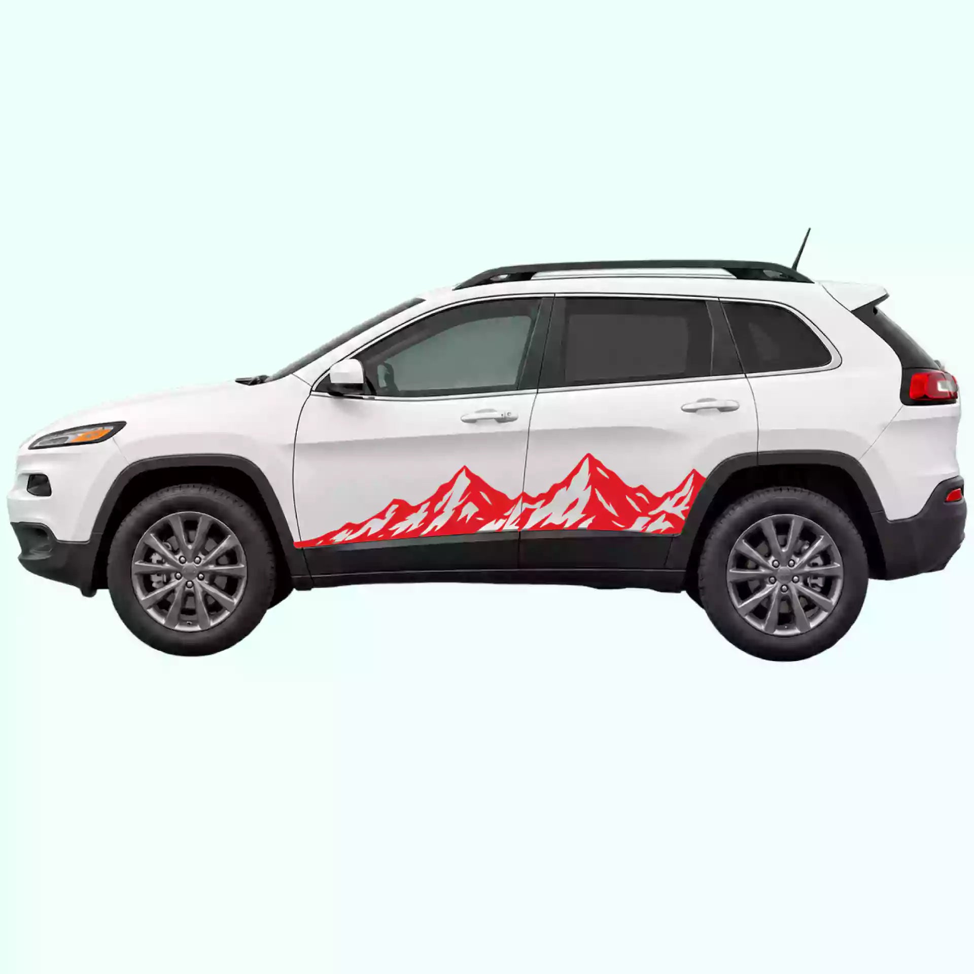 2014-2023 Jeep Cherokee Peak Mountain Rocker Stripes Vinyl Graphics Kit Red