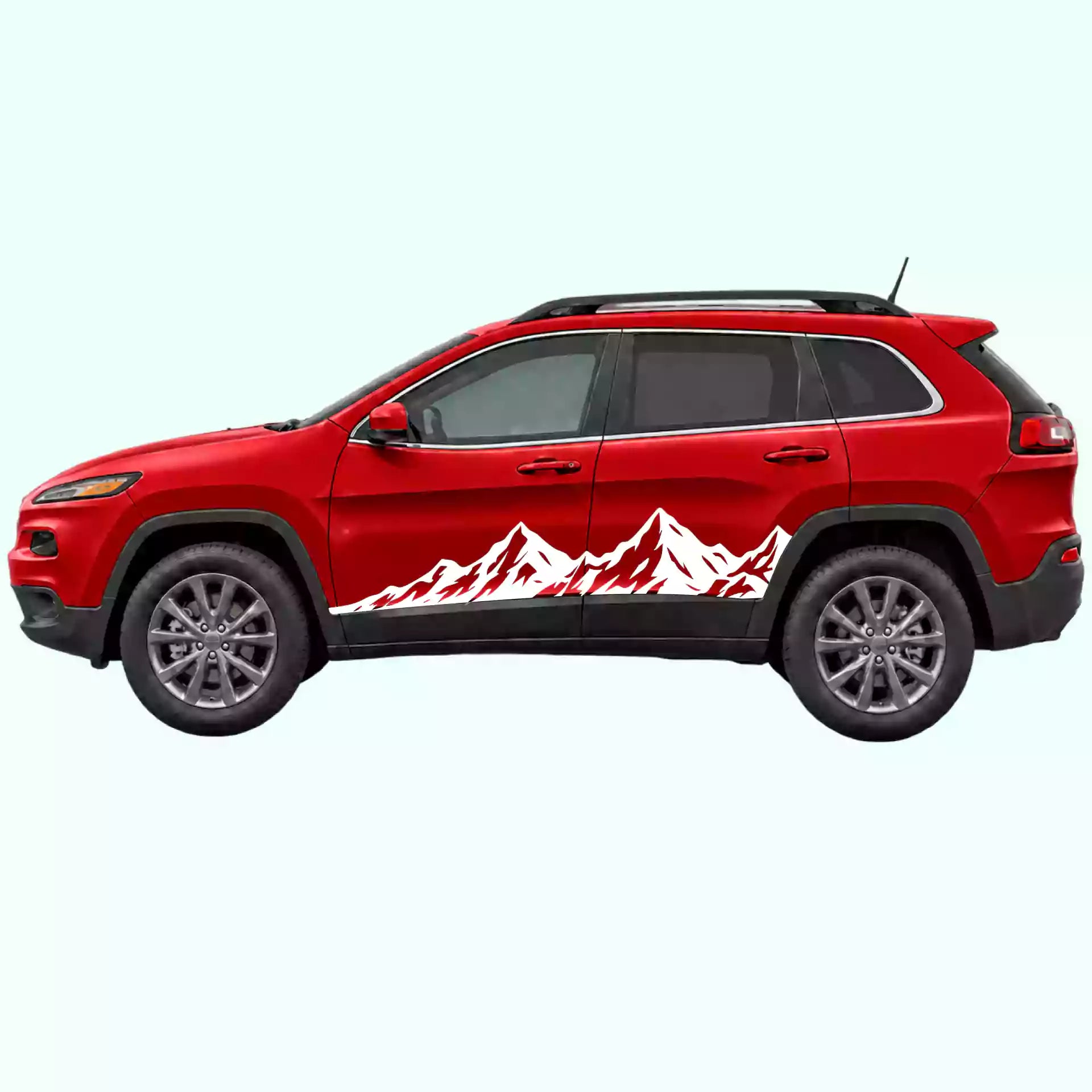 2014-2023 Jeep Cherokee Peak Mountain Rocker Stripes Vinyl Graphics Kit White