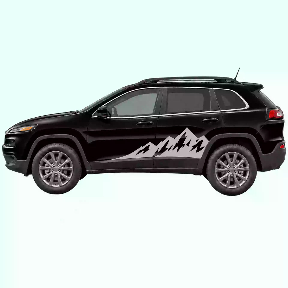 2014-2023 Jeep Cherokee Peak Mountain Side Decal Decals Vinyl Graphics Kit Gray