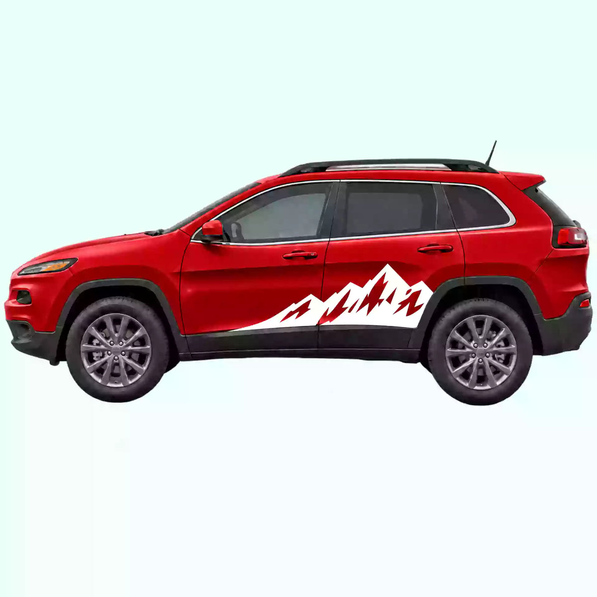 2014-2023 Jeep Cherokee Peak Mountain Side Decal Decals Vinyl Graphics Kit White