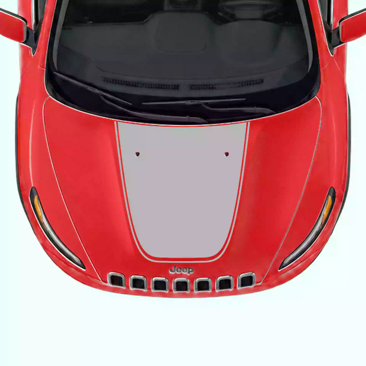 2014-2018 Jeep Cherokee Pinstripe Hood Decals Vinyl Graphics Kit Gray